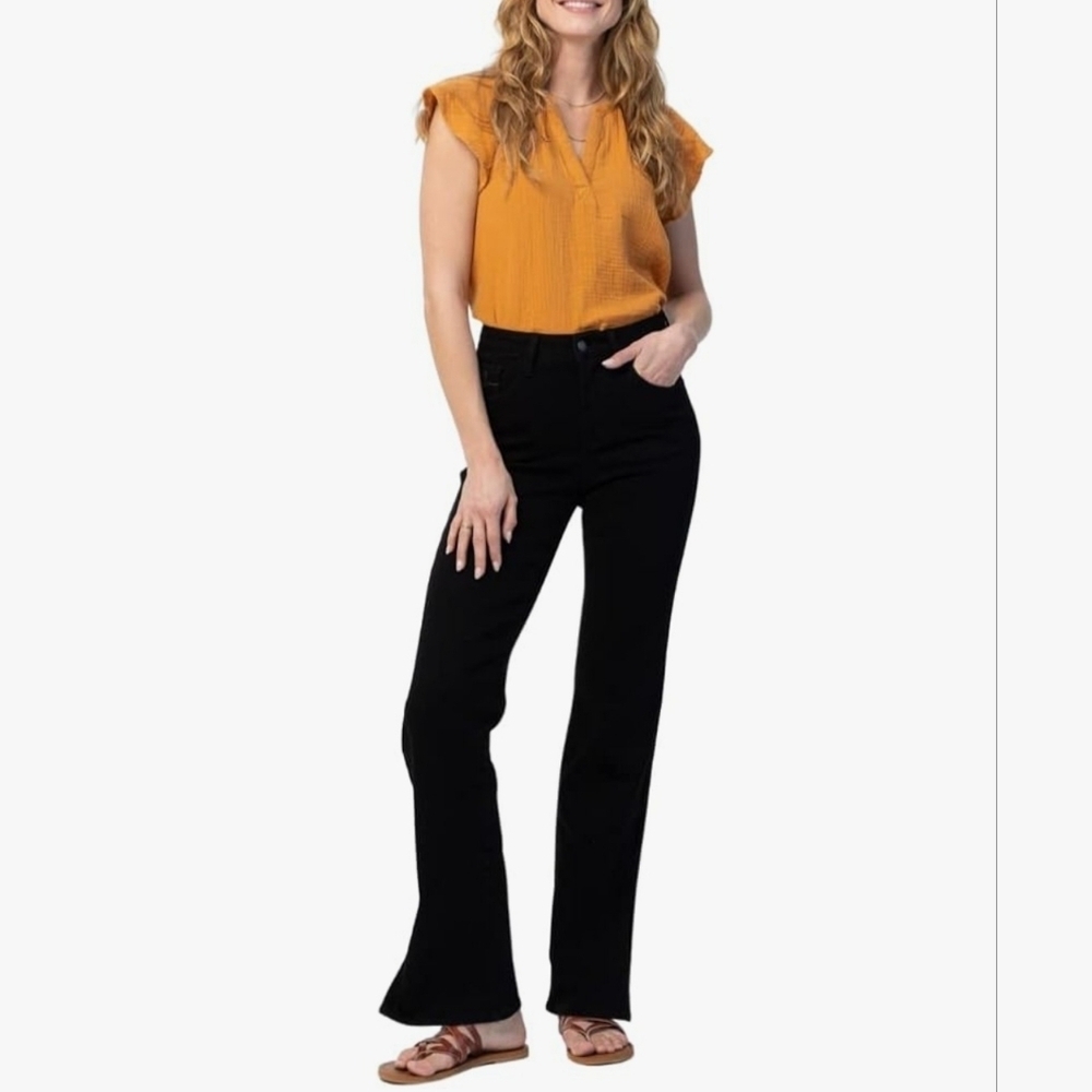 Judy Blue HR 90's Straight Leg Split Hem Jeans Black Stretch Classic 3/26 NEW